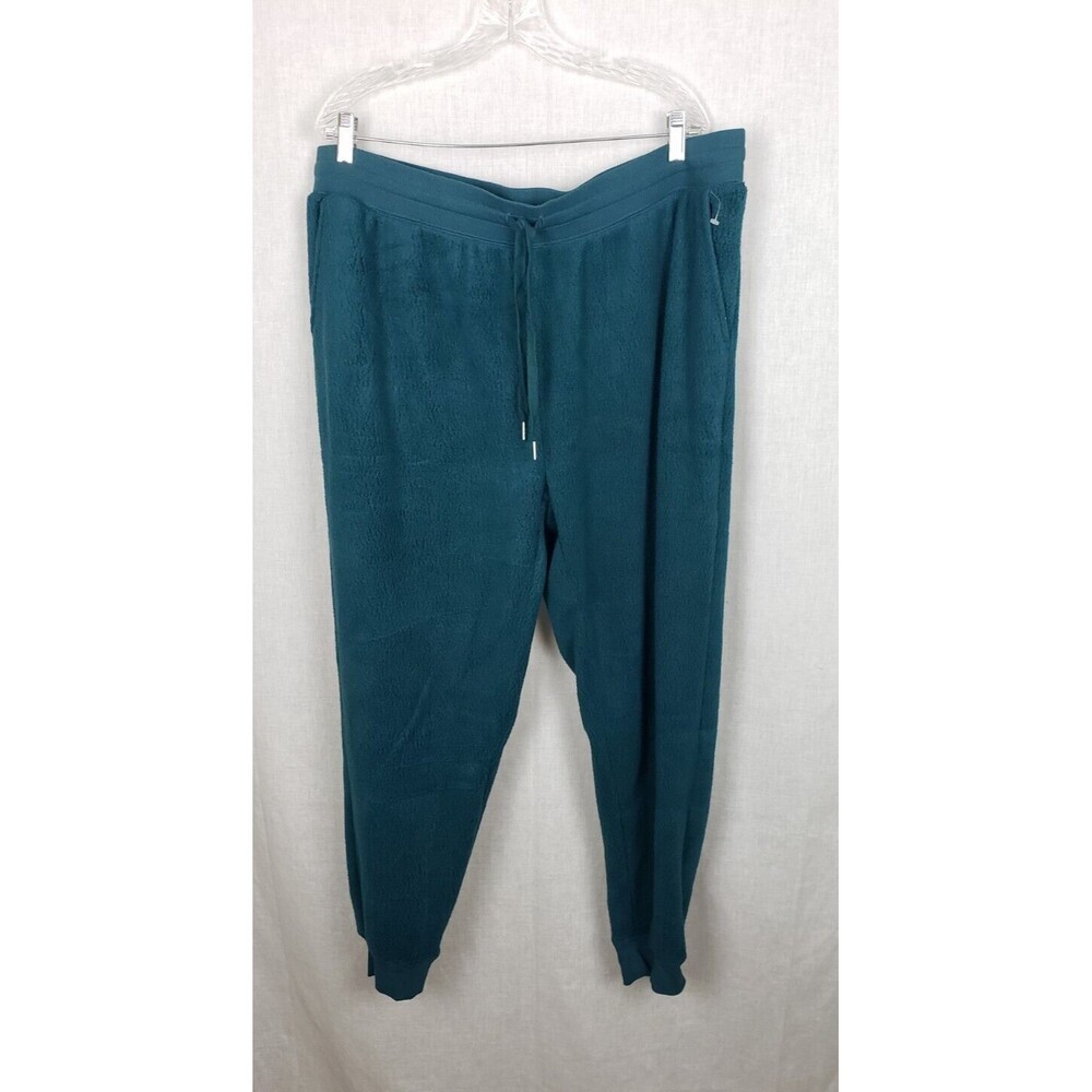 Old Navy Sweat Pants Plus 2X Sherpa Hunter Green Drawstring Waist Joggers Xmas
